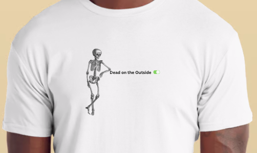 Skeleton Dead on the Outside Toggle Tee